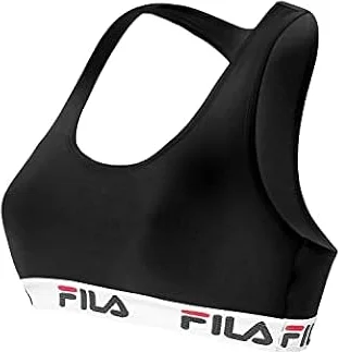 FILA Reggiseno Donna Cotone, Reggiseno Sportivo, Senza Ferretto, Nero, Taglie L