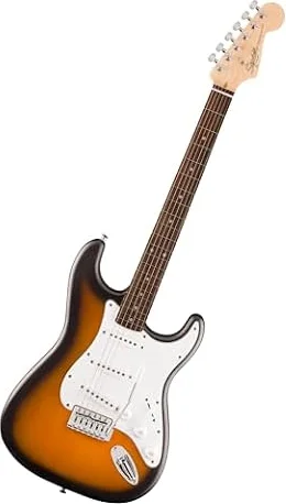 Squier by Fender Debut Stratocaster Chitarra Elettrica Sunburst | Chitarra elettrica per principianti, lezioni virtuali gratuite, manico facile da suonare, ideale per principianti