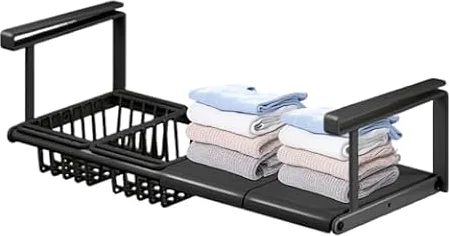 Generico Mensola Sotto Portacesto Estensibile senza Fori | Cesto Organizzatore sotto Mensola per Cucina, Dispensa, Armadio, Ripostiglio, Lavanderia, Camper, , Bagno