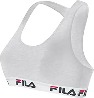 FILA Reggiseno Donna Cotone, Reggiseno Sportivo, Senza Ferretto, Grigio, Taglie M