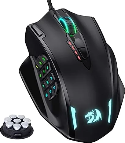 Redragon M908 Impact Mouse Gaming Cablato RGB 12400 DPI Pulsanti Laterali | Mouse Ottico MMO Alta Precisione 20 Pulsanti Programmabili per PC Gioco