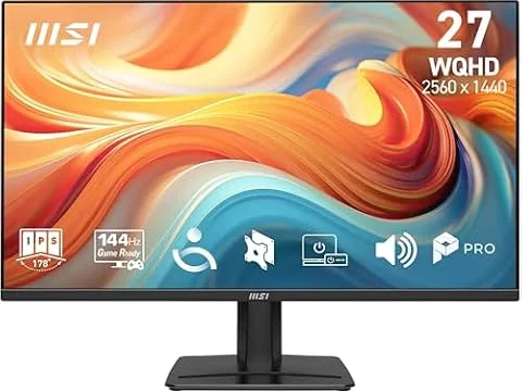 MSI PRO MP275QA E14 Monitor 27" WQHD, 2560x1440 IPS, 144 Hz, 1 ms | HDR Ready, Adaptive-Sync, Eye Care, altoparlante integrato, HDMI 2.0b, DP 1.2a, senza cornice, inclinabile, compatibile VESA