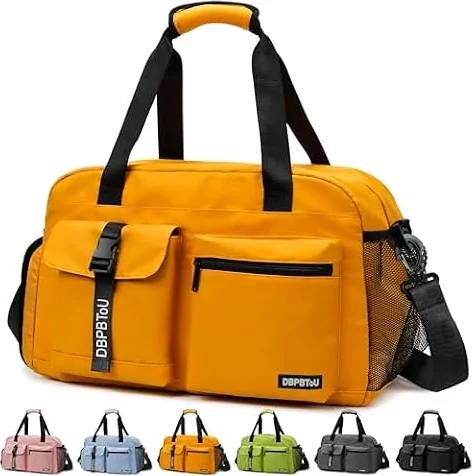 DBPBToU Borsone Palestra Donna Uomo di Ventilazione (Giallo) | Borsa Palestra Donna con Scomparto per Scarpe, Borsone da Viaggio Impermeabile, Borsone Sportivo/Borsa Piscina