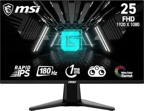 MSI G255F Monitor Gaming 24,5", 180 Hz, 1ms, Rapid IPS, FHD (1920x1080) | Adaptive Sync, Night Vision, Anti-flickr, Less Blue light - Display Port 1.2a / HDMI 2.0b
