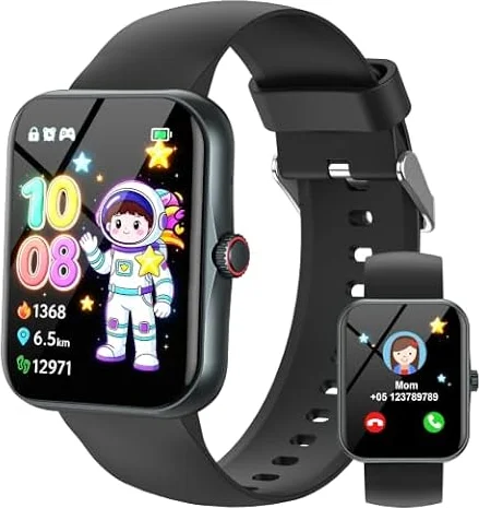 Orologio Intelligente Smartwatch Bambini, Fitness Tracker per Bambino 5-16 | all'Acqua IP68 con 120+ Modalità Sportive, Contapassi, Sveglia, Sonno, Giochi, Smart Watch per Ragazza Ragazzo Cadeau,jetNero