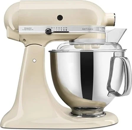 KitchenAid Artisan Planetaria 4,7L con Ciotola 3L Crema | Dalla pasta madre alle meringhe con 5 accessori e frusta a bordo flessibile; design iconico in metallo resistente