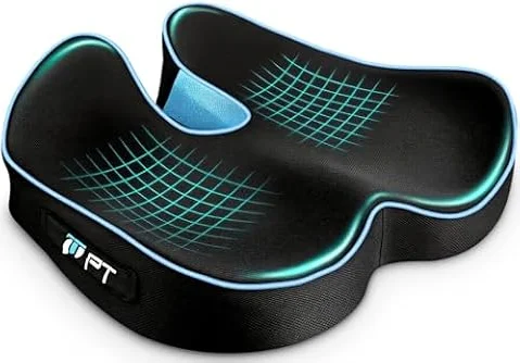 POOTACK Cuscino Sedia Ufficio, Memory Foam Cuscino Sedile | Supporto Stabile con base Antiscivolo, Migliora il Comfort e il Sostegno di Sedie da Ufficio, auto e Scrivania
