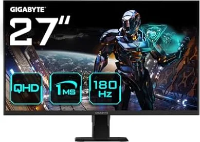 Gigabyte GS27QA 27" Monitor da Gioco QHD - 2560 x 1440 (QHD), 180Hz, 1ms, 300 cd/m2, FreeSync, HDR Ready, HDMI 2.0, Displayport 1.4