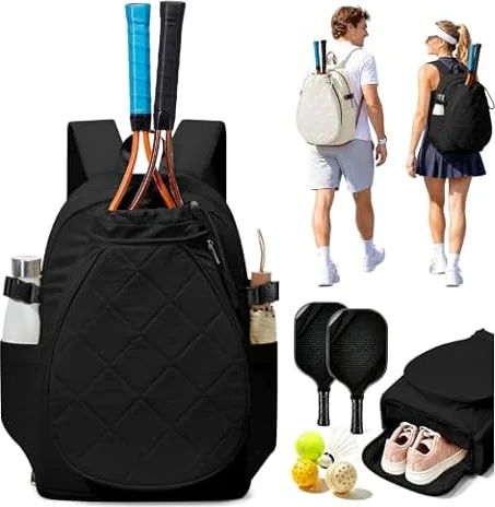 SZLX Zaino da Tennis per Donne Uomini,Borsa da Tennis, Grande Borsa da Racchetta, Borsas Sportiva per Badminton Pickleball,Impermeabile Borsas Sportiva che Può Contenere 2 Racchetta e Scarpe da Tennis