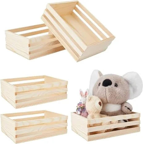 SUPERFINDINGS 5 casse di legno per lo stoccaggio 21 x 14,8 cm cassa di legno decorativa scatola di boi non finiti cestino di baia fattoria per organizzatore di ripostiglio per cucina camera da letto