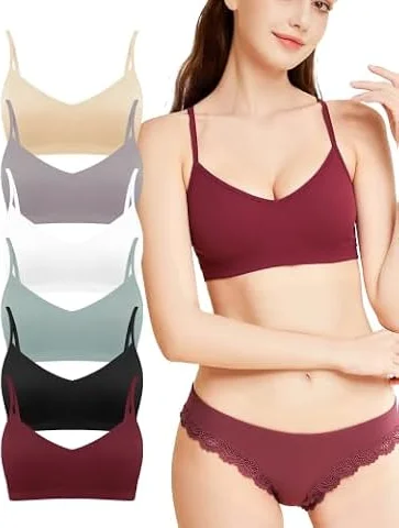 POWER FLOWER Set da 6 Reggiseni Sportivi Donna, Reggiseni Yoga Senza Cuciture con Pannelli Rimovibili, Design Confortevole delle Spalline, Taglie S-XL (3007-C3, S-M)