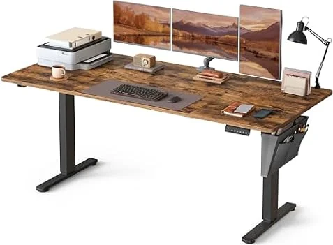 SONGMICS Scrivania Regolabile in Altezza Elettrica, 180 x 80 cm, Scrivania Elettrica, Tavolo con Memoria per 4 Altezze, Porta USB-C, Marrone Vintage LSD138K01