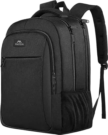 MATEIN Zaino Porta PC 15.6 Pollici, Zaino PC Impermeabile per Università | Zaino PC 15,6 Pollici, Zaino Lavoro Uomo, Zaini per PC Portatile, Laptop Backpack per Scuola Media e Superiore