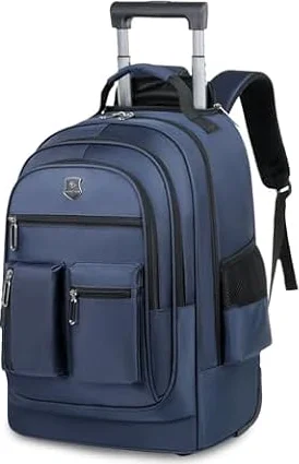 FANDARE Zaino Trolley per PC Portatile da 15.6 pollici Borsa per Laptop con Ruote Zainetto per computer portatile Zaini Borse da ufficio giorno Bagaglio a Mano Viaggio per Uomo Blu