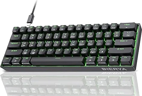 Dierya DK61SE Tastiera Gaming 60% con Cavo, QWERTY US, Switch Red, Nera | Tastiera Meccanica 60% a 61 Tasti, Frequenza di Polling a 1000 Hz, Anti-Ghosting e 19 Modalità di Retroilluminazione