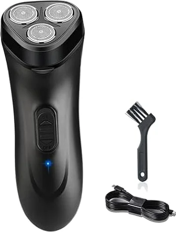 Rasoio per Uomini Ricaricabile tramite USB, Elettrico 3 in 1 per Uso a Secco/Bagnato con Rifinitore a Scomparsa - Impermeabile e Portatile per Viaggi (Nero)