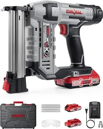 Chiodatrice Senza Fili 18G, LINKNAL Pistola Elettrica, Batteria 20V MAX | 1000 Chiodi e Caricatore Inclusi, Regolazione Profondità Senza Attrezzi, Modalità Singola/Contatto, Luce LED