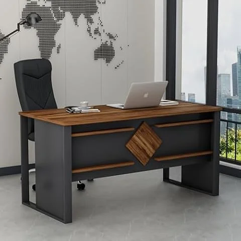 Homidea Boss Scrivania 150 x 72 x 75,6 cm - Moderna Scrivania per Ufficio per Casa o Studio (Antracite Rovere)