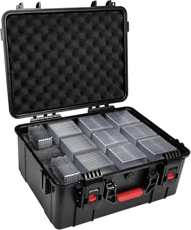 Meetikar Graded Card Storage Box, contenitore per carte graduate, compatibile con 150 + PSA/BGS/FGS/SGC/CGC/HGA/GMA per carte da collezione sportive, Nero , moderno