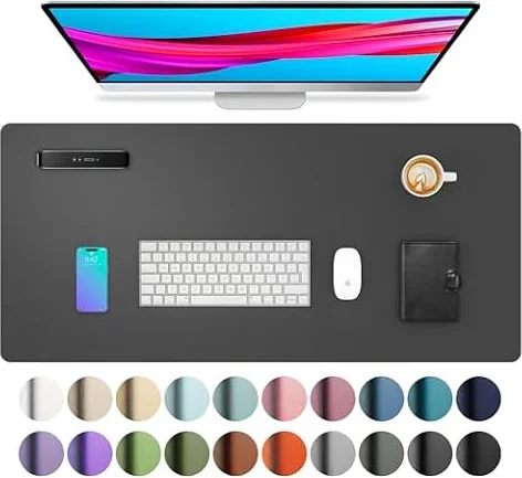 Aothia Sottomano, tappetino da scrivania in pelle PU per mouse, antiscivolo, impermeabile per ufficio e casa (80 cm x 40 cm, grigio)