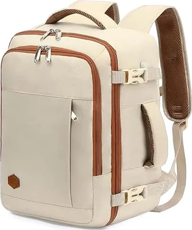 VANKEV Zaino Ryanair 40x20x25 Zaino da Viaggio Aereo Bagaglio a Mano | Donna Uomo 20L Borsa da Cabina, Borsa leggera casual per Scuola Lavoro Trekking, per PC Portatili 14 Pollici, beige