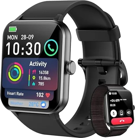 Blackview Smartwatch Uomo Donna, Effettua e Rispondi alle Chiamate,1,85'' Orologio Intelligente Fitness,Cardiofrequenzimetro, Monitoraggio del Sonno, Calcolatori per Android iOS