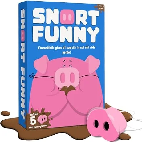 Snort Funny - Chi Ride Perde - Giochi Da Tavolo Adulti e Bambini - Con 150 Carte Sfida, 5 Musetti Di Maiale E Gettoni - Divertente Gioco Da Tavolo Per Tutta La Famiglia - Da 4-8 Giocatori - Età 8+