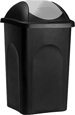 Stefanplast® .- Pattumiera con coperchio basculante, capacità 60 litri - pattumiera in plastica per spazzatura - da cucina – colore a scelta Silver
