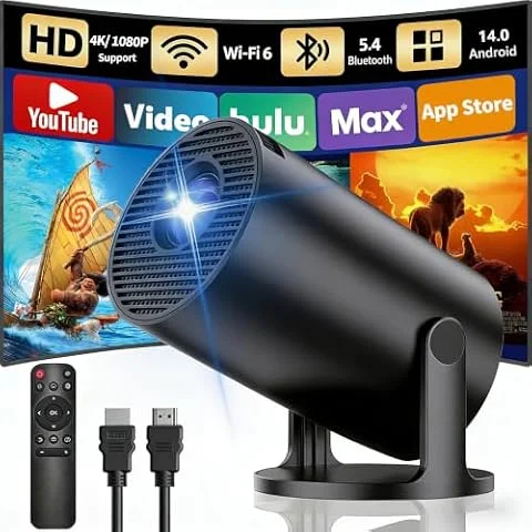 Proiettore Portatile, Yoton Mini Proiettore con Wi-Fi6 e Bluetooth 5.4, Support 1080P, Mirroring Dello Schermo Wireless (Android e iOS), Auto Keystone, Compatibile con HDMI/TV Stick, Nero