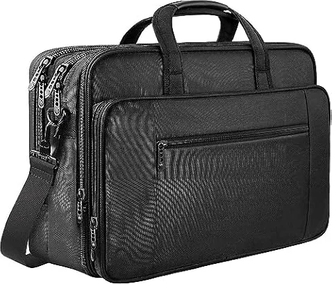 Mancro Borsa Porta PC 17 Pollici, Borsa Lavoro Uomo Espandibile, Laptop Bag | Borsa a Tracolla da Lavoro, Grande Capacità, Tasca Antifurto, Tracolla Rimovibile, per Università e Viaggi d'Affari, Nero