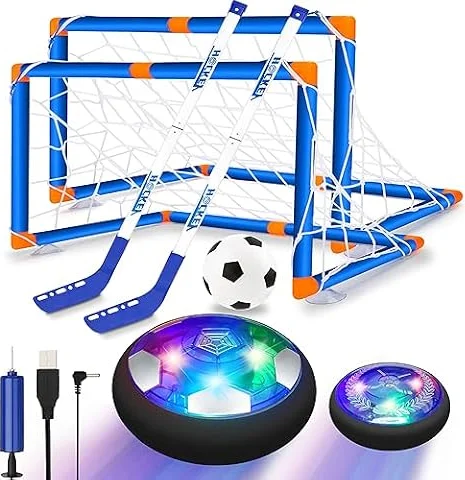 SUNNOW Pallone Calcio Fluttuante - 3-in-1 Ricaricabile Air Hover Calcio Bambini con 2 Porta da Calcio per Bambini Pallone Fluttuante Giocattoli Sportivi per Bambini 3 4 5 6 7 8-12 Anni Natale Regalo