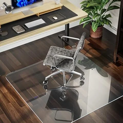 COSYLAND Tappeto Sedia Ufficio Salvapavimento, Trasparente, in PVC | Punte antiscivolo per moquette a pelo corto, superficie stabile sotto le ruote, facile da pulire