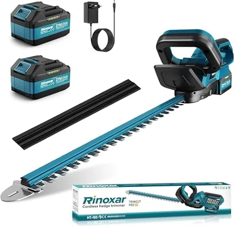Tagliasiepi a Batteria con 2x 4000mAh Batterie, Tagliasiepi Elettrico Motore Brushless 600W 28500RPM, Lama 52cm, Taglia Siepi da Giardino a Batteria Professionale