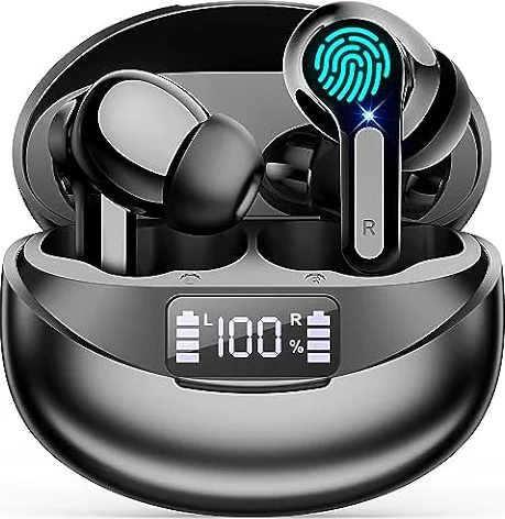 Cuffie Bluetooth Auricolari Bluetooth 5.3 Cuffie Wireless senza fili | Suono Hi-Fi Stereo, Microfono Integrato, Display LED Doppio, Lunga Durata 35 Ore, Ricarica USB-C