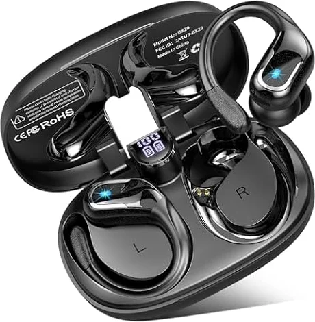 Cuffie Bluetooth Sport, Auricolari Bluetooth 5.4 HiFi Stereo, 75 Ore Cuffie Wireless Cancellazione Rumore, IPX8 Impermeabile Cuffiette Bluetooth, Ricarica Rapida USB-C, Cuffie Senza Filo LED Display