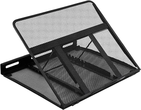 Amazon Basics Supporto per Laptop Ergonomico Ventilato, Regolabile su 7 Livelli, Griglia di Raffreddamento, Per la Visualizzazione e la Digitazione Leggera, Laptop da 10” a 17,3”(25,4-43,9cm), Nero