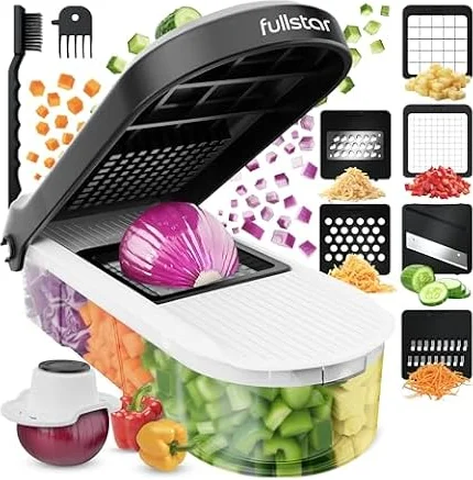 Fullstar Pro Core - Taglia Verdure e Mandolina Multifunzione - 6 Lame | Tagliaverdure Julienne e Grattugia Formaggio Manuale - Affetta & Tritatutto per Cipolle, Patate e Frutta (6-in-1, Bianco)