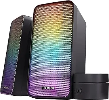 GXTrust Wezz 2.0 Casse PC Gaming con Illuminazione LED RGB, 12W (6W RMS) | Alimentazione USB, 3.5 mm, Altoparlanti PC Stereo per Computer Laptop Portatile Desktop Giochi, Nero